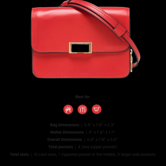 Red Leather Crossbody Bag with Detachable Wallet - Picture 5 of 8
